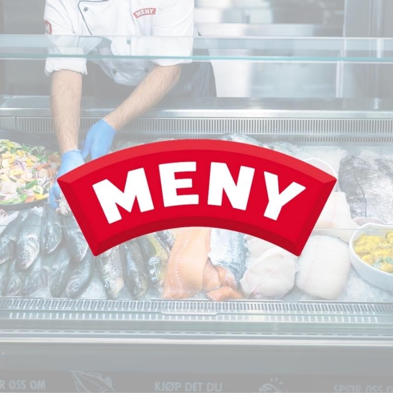 Meny logo on over image of a seafood counter