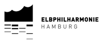 Logo: Black building icon and text Elbphilharmonie Hamburg