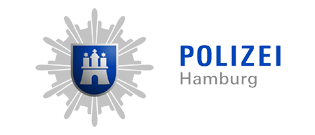 Logo: fort badge and text Polizei Hamburg
