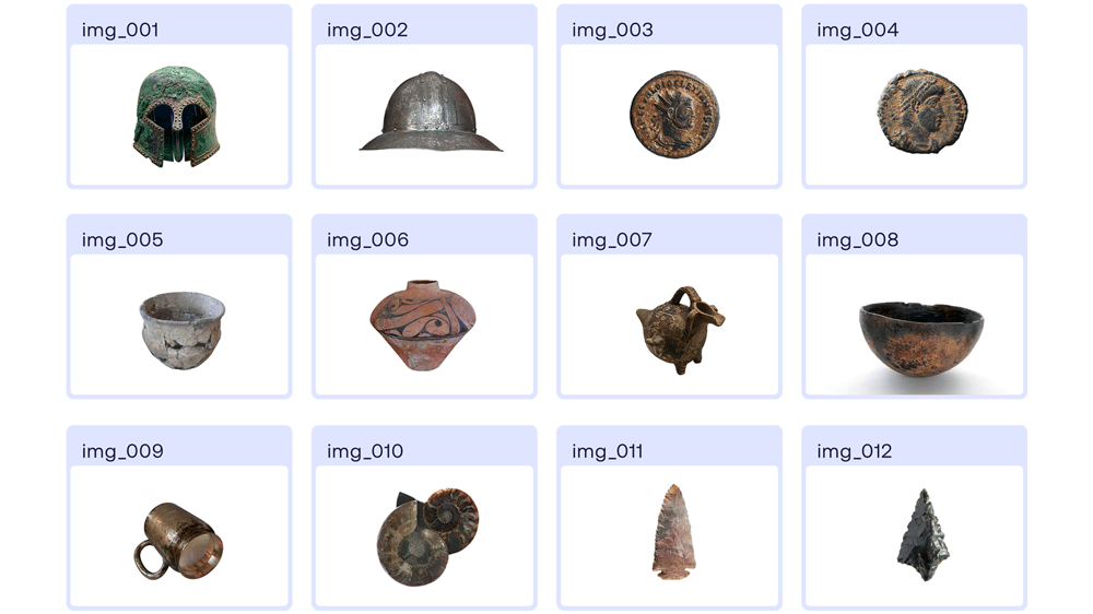 Museum artifact objects in a digital asset management interface