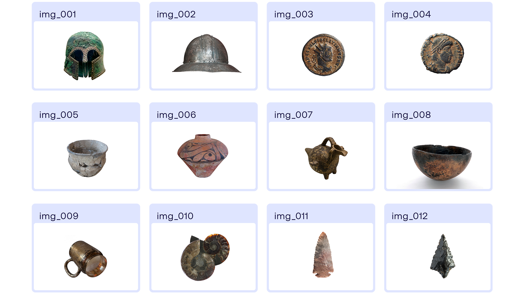 Museum artifact objects in a digital asset management interface