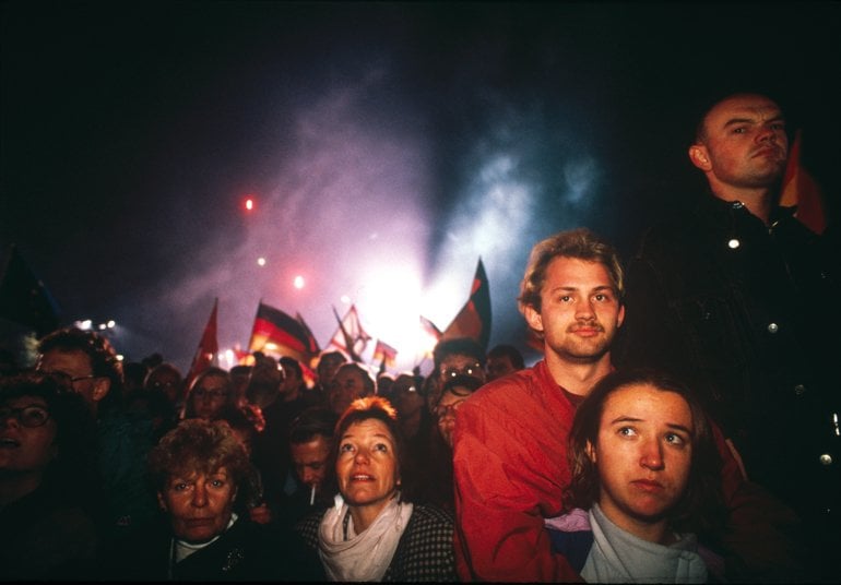 Fireworks light the Berlin sky on the eve of a nation’s reunification – 46 years