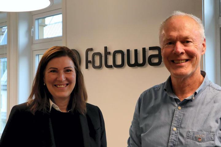 FotoWare CEO, Anne Gretland, and former owner of Buildpix, Christer Strandberg, at FotoWare HQ