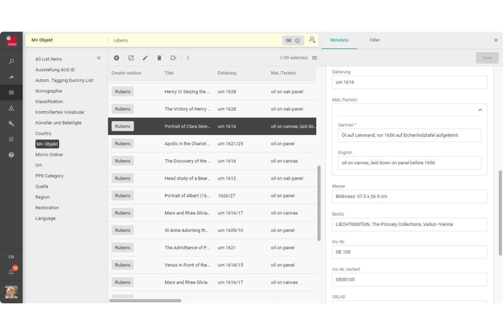 Liechtenstein. Fürstliche Sammlungen. Content Platform Taxonomie