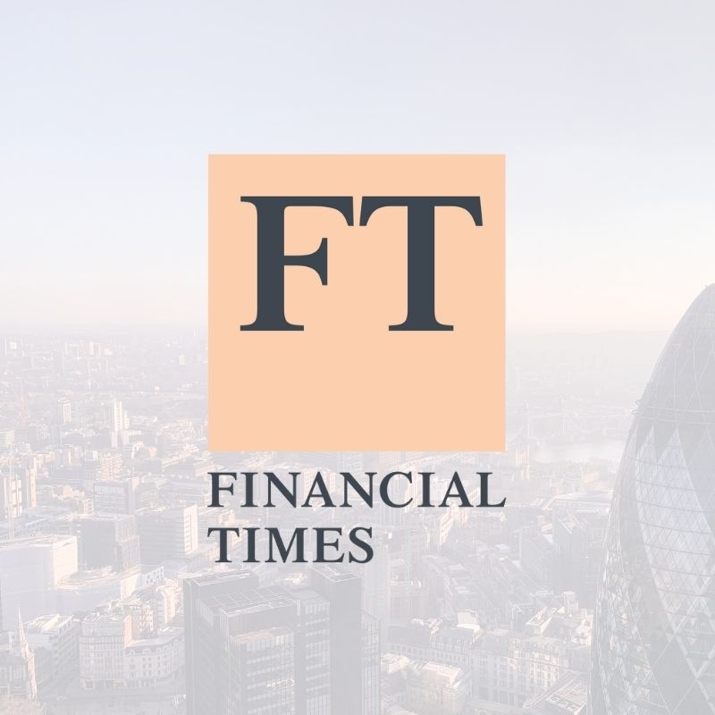 Customer Story Financial Times. Background: City landscape in birds view