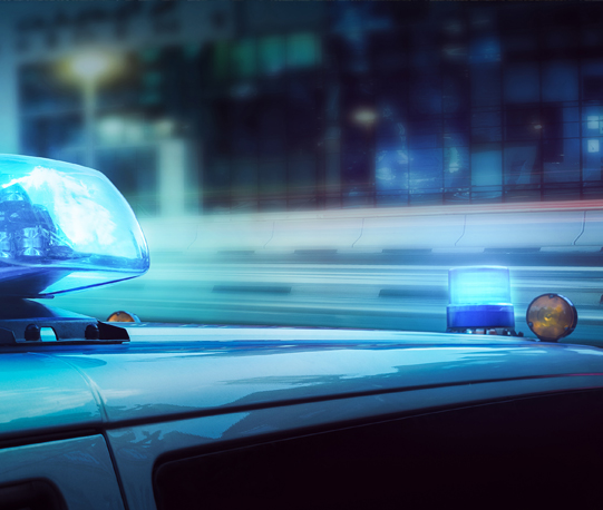 Police car - top of the roof with lights