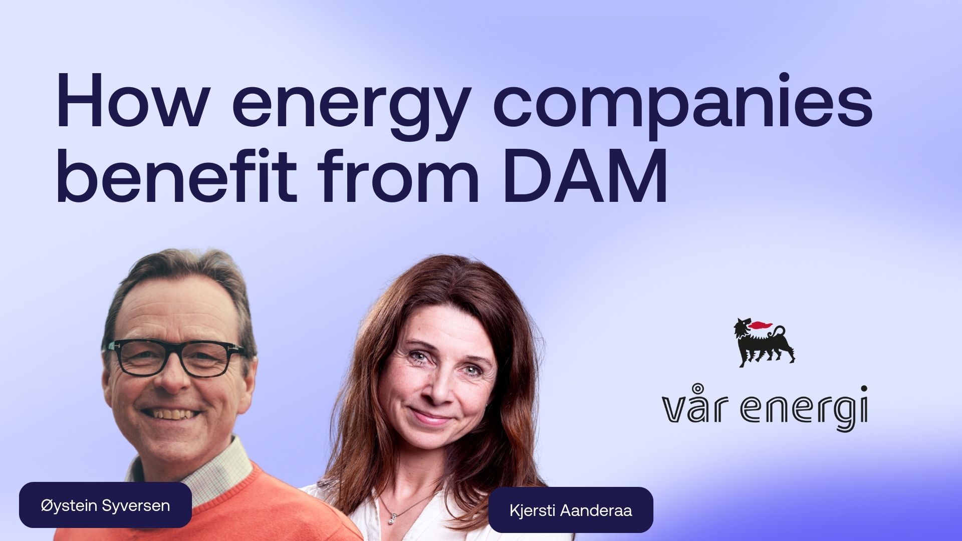 Two smiling people and the logo 